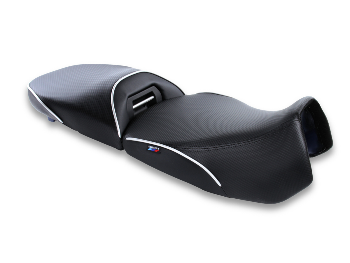 Check out Sargent's cycle gear for the BMW R 1300 GSA World Sport Non-Standard motorcycle seat with CFX and Silver Welt Regular Height.